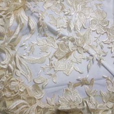 Ткань Сетка с вышивкой (шампань)